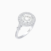 Vintage - Inspired Round Halo Diamond Mounting Engagement Ring - Shahin Jewelry